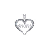 Mom Heart 10K White Gold & Diamond Pendant